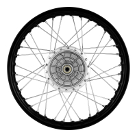 Speichenrad 1,5x16 Zoll Alufelge schwarz eloxiert und poliert + Edelstahlspeichen