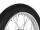 Komplettrad 1,5x16 Zoll, Alufelge und Chromspeichen, mit Heidenau-Reifen K30 montiert